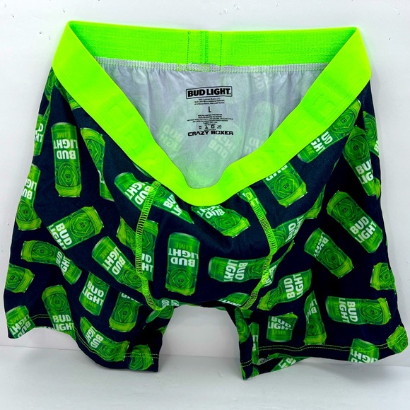 CRAZY BOXER BUD LIGHT GREEN & BLACK COLOR LARGE SIZE 92% POLYESTER 8% ELASTHANNE - Picture 3 of 10